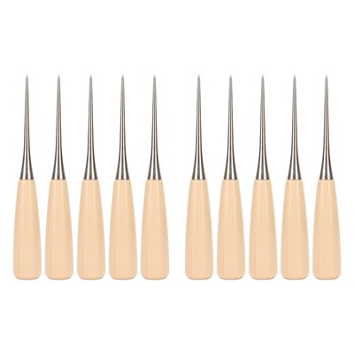 10 Pack Wooden Handle Scratch Awl Tool Punch Stainless Steel Awl Leather Scra...
