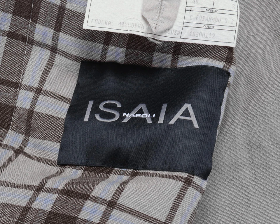 NWT ISAIA NAPOLI SPORT COAT jacket linen cotton grey brown blue luxury Italy 48 - Image 4 of 4