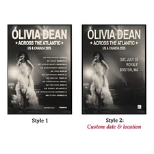Custom Olivia Dean Across The Atlantic Tour In US And Canada 2025 Poster