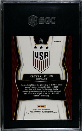 2017-18 Select Crystal Dunn Rookie RC Checkerboard Prizm #177 SGC 9.5 USWNT - Picture 3 of 3