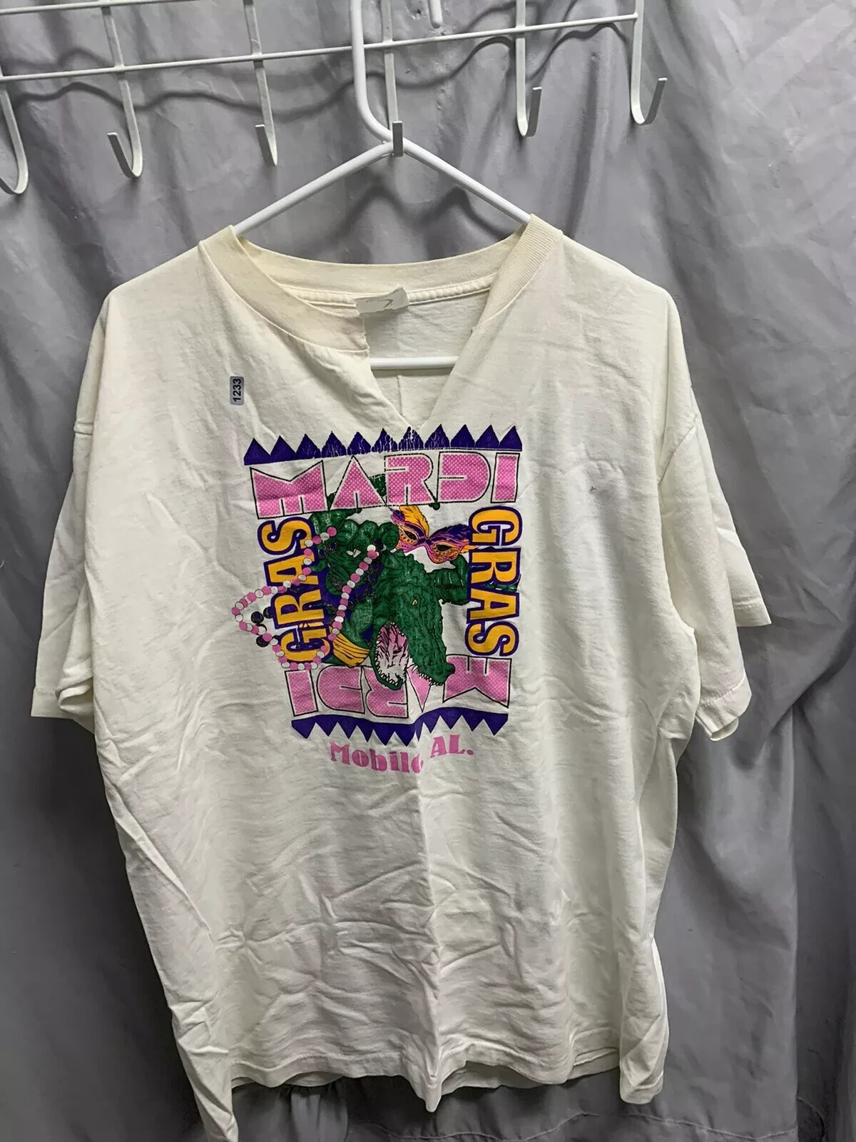 Vintage Marie Gras Shirt Adult Extra Large White Short Sleeve Mobile 90s Mens