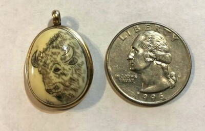 14k Yellow Gold Pendant Bison Buffalo Native American  Western Cowboy 585