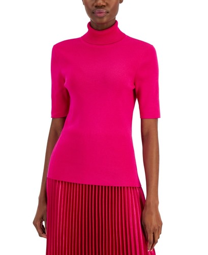 Anne Klein Women's Half-Sleeve Turtleneck Sweater - Amaranth - SZ S - 第 1/5 張圖片
