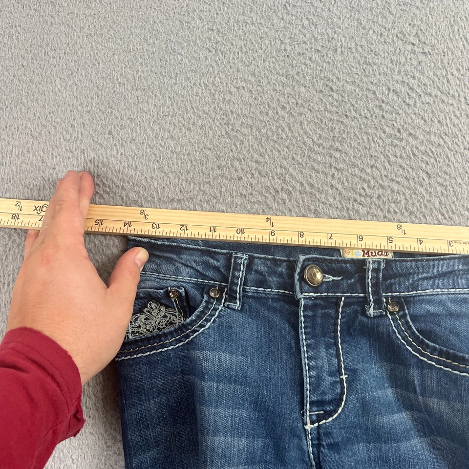Mudd Juniors Jeans Size 14 Mid Rise Skinny Leg Blue Denim Button Stretch - Image 4 of 4