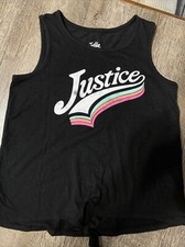 Justice sz 12 rainbow logo black tank top shirt guc