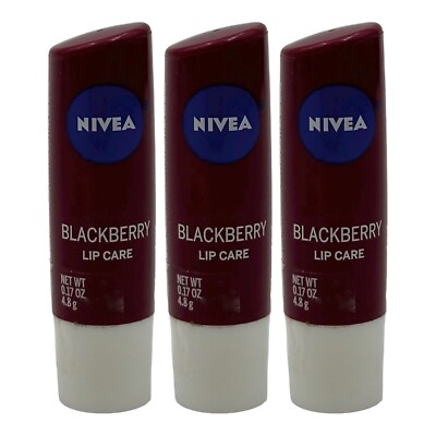 3 Pack Nivea BlackBerry Tinted Scented Lip Care 0.17 oz Discontinued Balm HTF