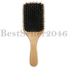 Natural Boar Bristle Hair Brush Wooden Paddle Detangling Cushion Hairbrush Large