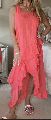 NEW AQUA & LIMONE LIGHTWEIGHT FLIRTY SUMMER DRESS ONE SIZE FITS UK 12 -16 - Picture 3 of 10
