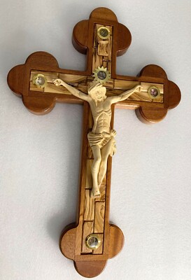 23'' Olive wood Cross carved in Bethlehem the Holy Land 