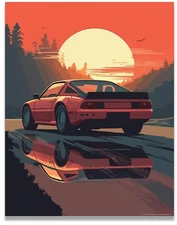 Fine Art Print | Car Painting 11x14 | Vintage Car Wall Decor | Car Enthusiast