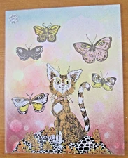 Animal Sleep Stories CAT Butterfly Funky! screenPRINT Daria Tessler SIGNED #8/26