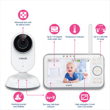 Monitor de video para bebé VTech VM5271 con pantalla de 5 pulgadas, lente motorizada y alcance de 1000'