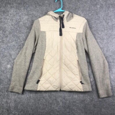 Quechua Hooded Full Zip Fleece Womens Size Medium Tan Beige Outdoor