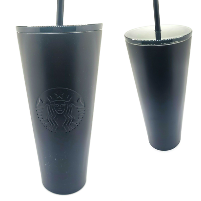 Starbucks Matte Black Stainless Steel Cold Cup with Hard Plastic Lid 24oz  NEW | eBay
