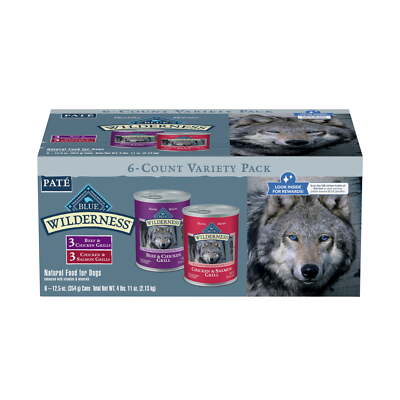 Blue Buffalo Beef Chicken Salmon Chicken Wet Dog Food Variety Adult Dogs 12.5Oz