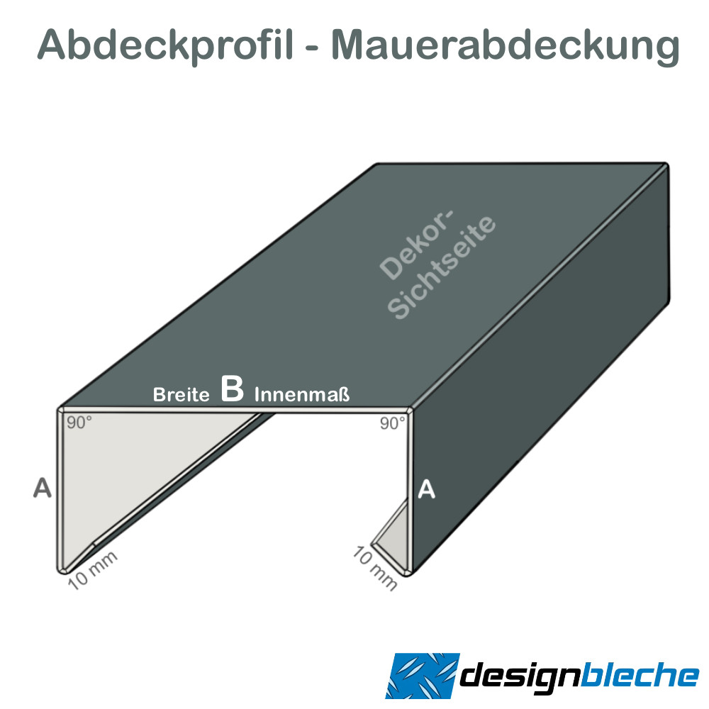 Mauerabdeckung 200cm Attikablech Mauerschutz Auswahl Aluminium- Stahl- Edelstahl