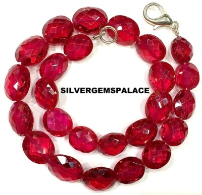 AAAA+Extremely Beautiful~Ruby Corundum OvalShape Beads Faceted Transparent Beads