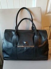 Tre Vero Black Leather Satchel Shoulder Bag Italy Flap Over 