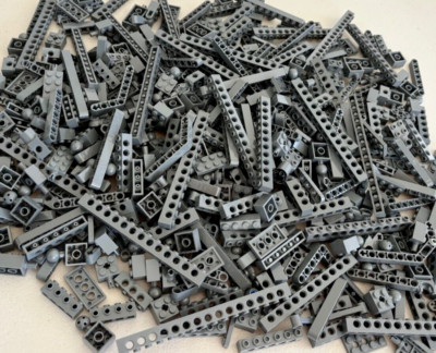 SHIPS FREE! Lego Huge Lot of 200 DARK Bluish Gray Technic Brick, Lift Arm, Parts