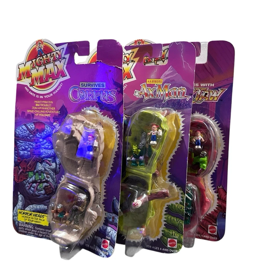 Mighty Max Horror Heads: Lockjaw, Axman, Corpus auto nuove sigillate hanno qualche segno di usura. - Immagine 3 di 4