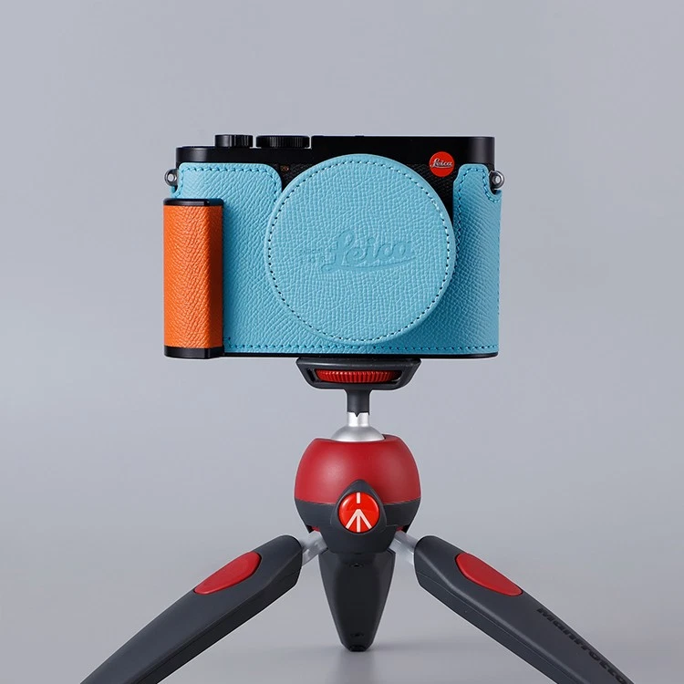 Funda de cuero genuino para cámara con agarre cubierta protectora cinturón correa para el cuello para Leica Q3 Foto 3 de 4