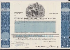Student Loan Marketing Association Bond Stock Certificate Sallie Mae
