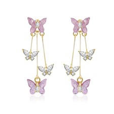 Artlunar Purple Butterfly Earrings for Women one size,