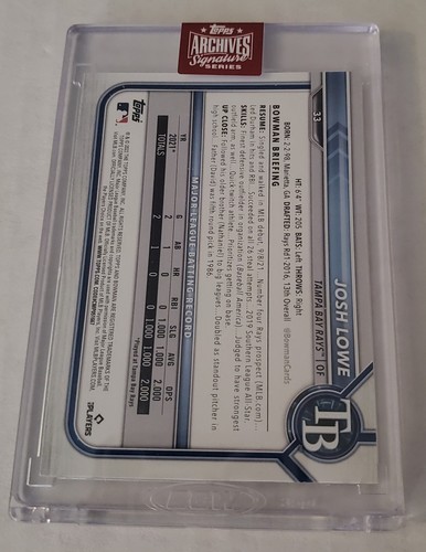 Josh Lowe Topps Archives Signature Series #25/99 RC ON CARD AUTO MARLINS π₯! - Picture 2 of 3