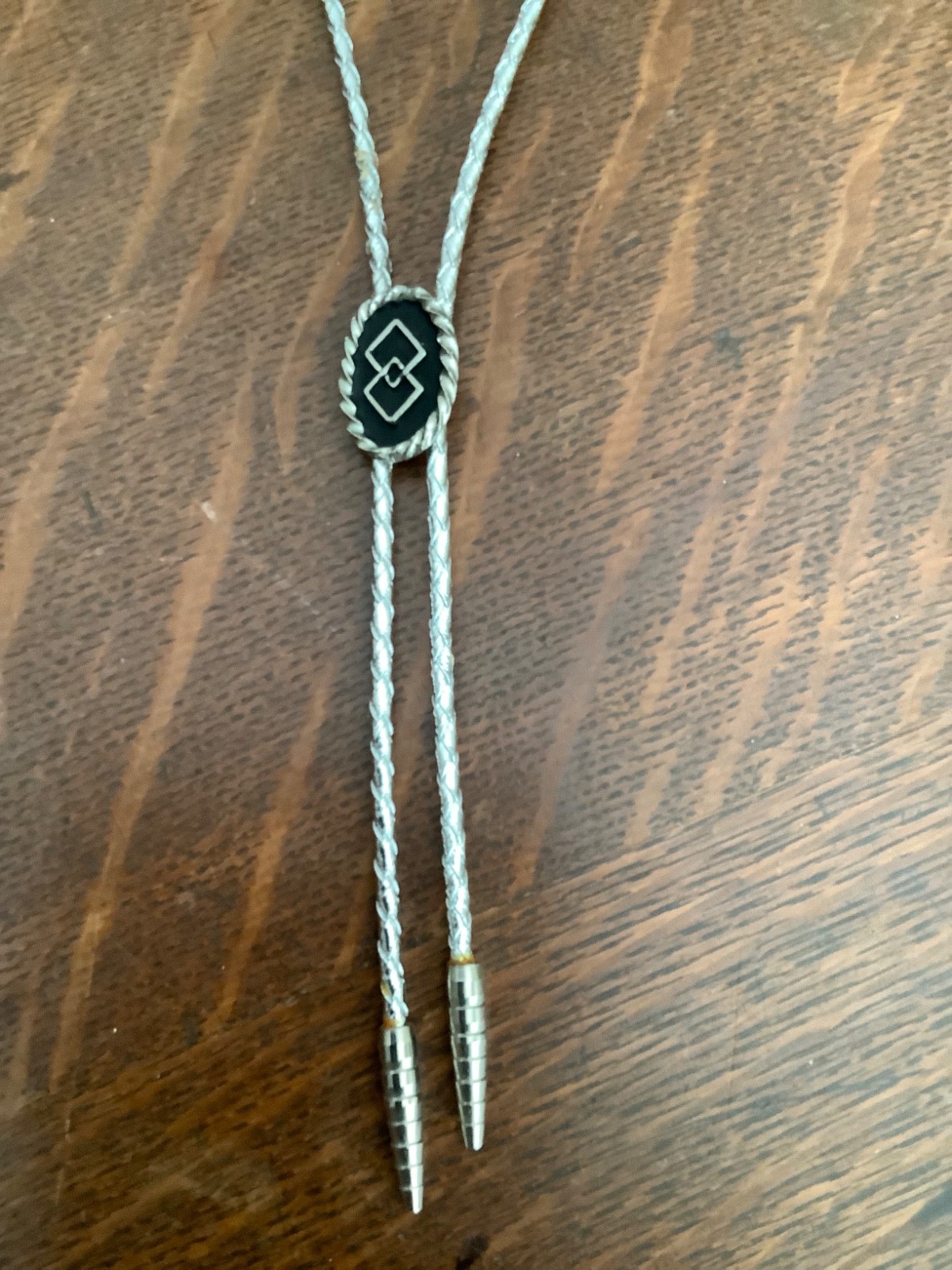 BOLO TIE Geometric Interlocking Square Silver-Ton… - image 2