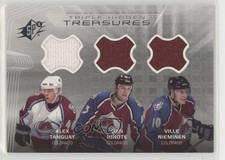 2001-02 SPx Hidden Treasures Alex Tanguay Dan Hinote Ville Nieminen #TT-THN 05u8