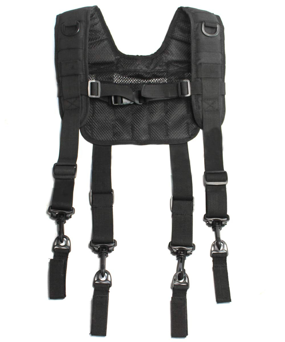 Tactical Outdoor H-Harness Duty Belt Suspenders Black (Battle Belt not Included)