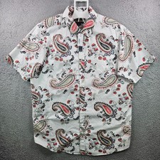 NEW Cremieux Casual Shirt Men XLT Stretch Paisley Short Sleeve Red Black White