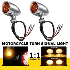 2PCS Motorcycle Chrome Retro Bullet Amber Turn Signals Lights Indicator Blinker