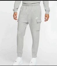 Nike Men's Sportswear Club Fleece Cargo Jogger Pants, Size L, Dark Grey