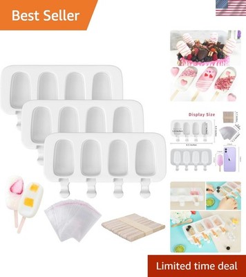 Popsicle Molds Set of 3, 12 Cavities Silicone Popsicle Molds & Ice Cake Pop M...