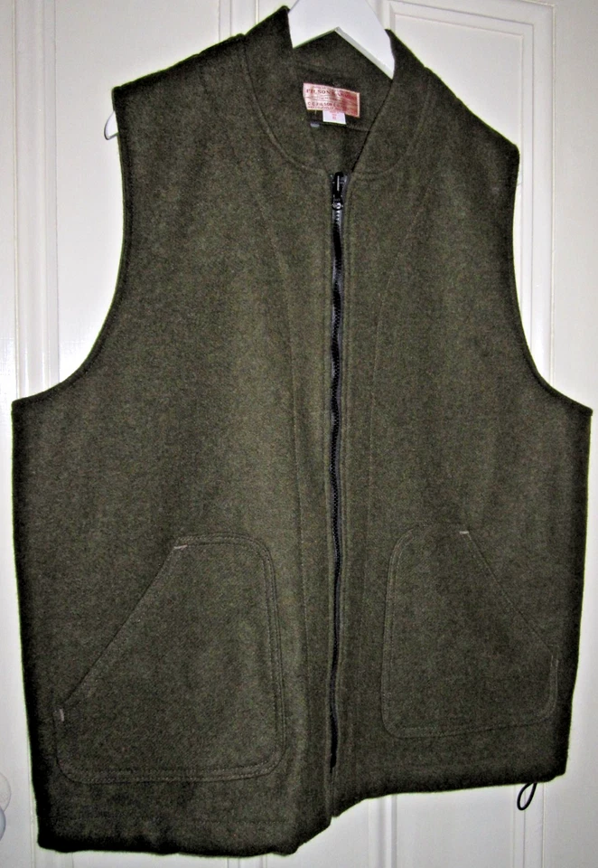 C C Filson Co. Seattle moss green wool full zip vest / jacket liner, men's sz XL - Image 2 of 4