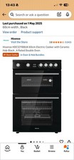 Hisense HDE3211BBUK Black 60cm Electric Cooker with Double Oven and Ceramic Hob