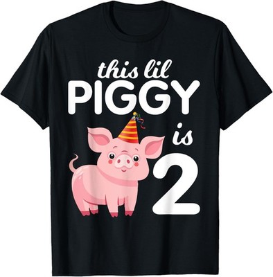This Lil Piggy Is 2 Years Old Love Cute Fun Tshirt Children