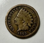 1863 Type 2 Indian Head Cent, Copper/Nickel Composition, Good Details