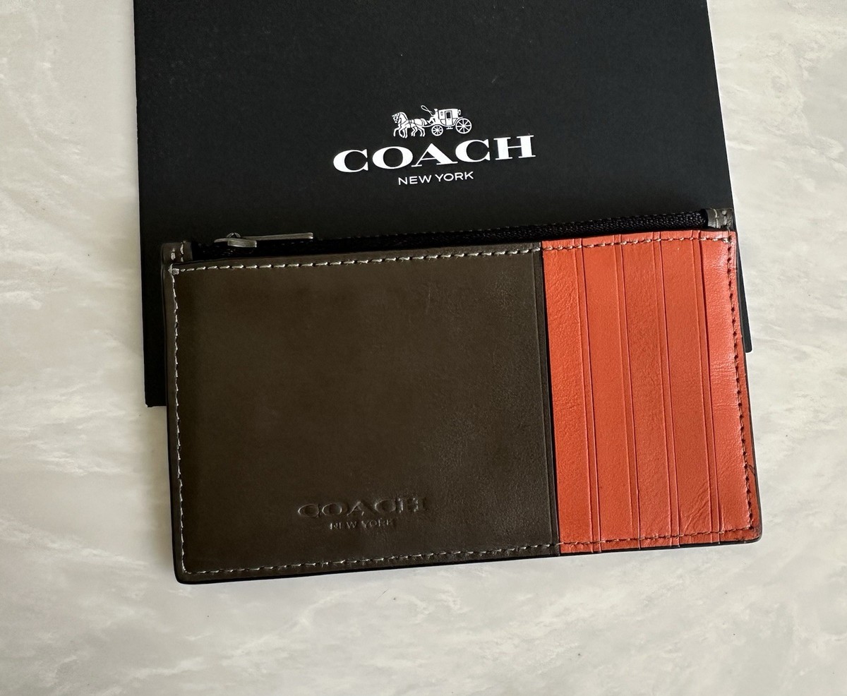 COACHカードケース COACH X MICHAEL B JORDAN NARUTO GREEN/MULTI LEATHER ZIP CARD CASE