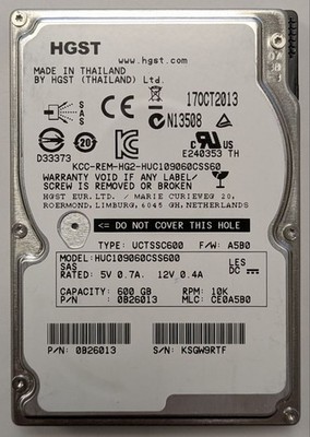 EMC HGST 600GB 2,5'' SAS-2 6G 10K 64MB HUC109060CSS600 118033213-02 005050344