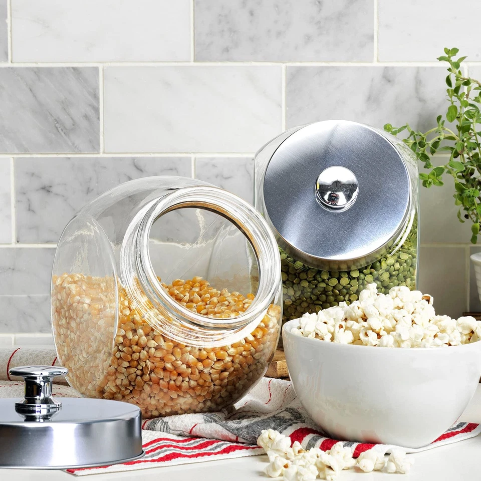 Juego de 2 tarros grandes de vidrio para galletas para mostrador de cocina + marcador y etiquetas - 1 Ga... Foto 3 de 4