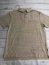 Hurley Polo Shirt Mens Medium Beige Heather Embroidered Logo Tagless Casual