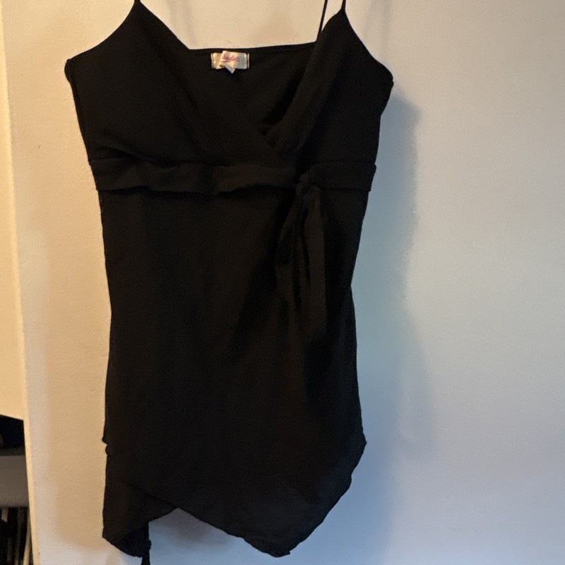 Candie's Black Sleeveless V-Neck Tie Spaghetti Strap Tank Top Size L