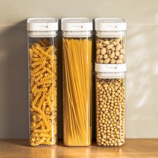 Airtight Food Storage Container Set of 4 Cereal Pasta Jar Kitchen Organiser PP