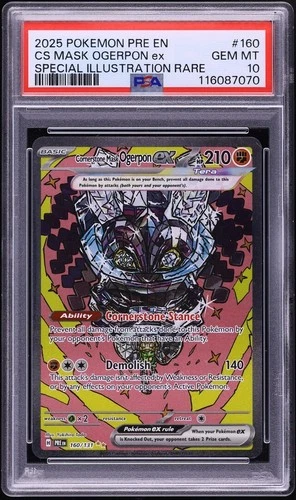2025 Pokemon Prismatic Evolutions TEAL MASK OGERPON EX 160/131 SIR PSA 10 LOWPOP