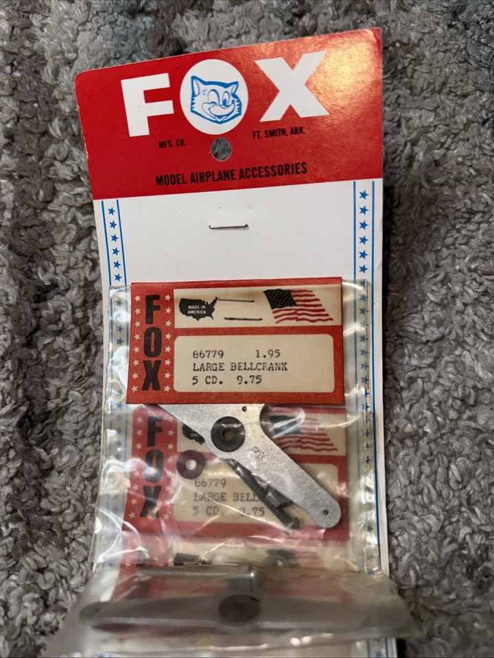FOX LARGE 3" ALUMINUM MODEL AIRPLANE CONTROL LINE BELL CRANK Made in USA #86779 - Image 3 of 4
