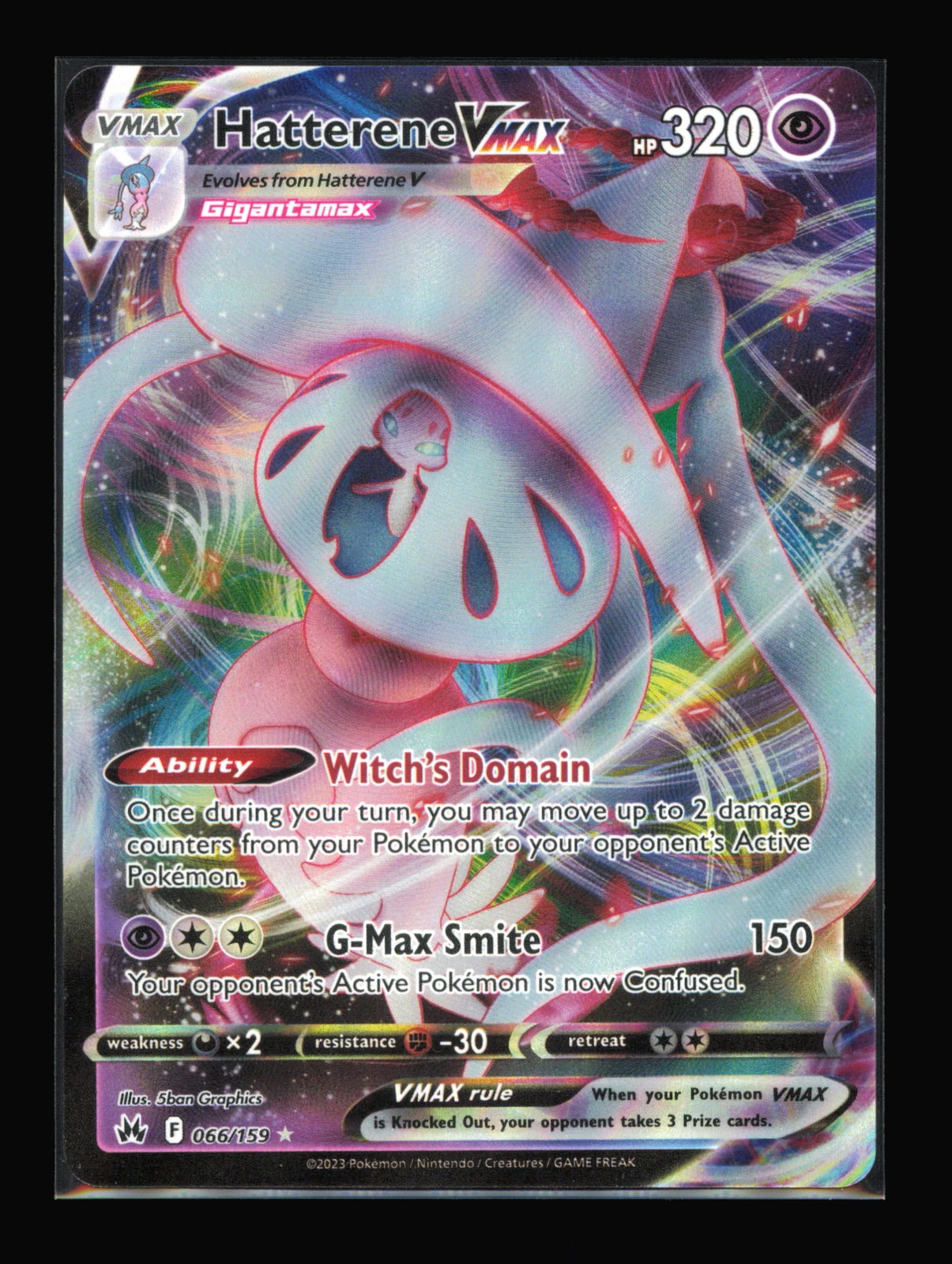 Hatterene VMAX 066/159 SWSH: Crown Zenith Ultra Rare,Holo Pokémon TCG NM