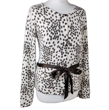 60% angora wool women cardigan with belt fluffy size 8/10 soft elegant