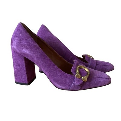 Coach Harlow Purple Suede Pumps RARE Runway Sample Quiet Luxury 90 Minimalist 37